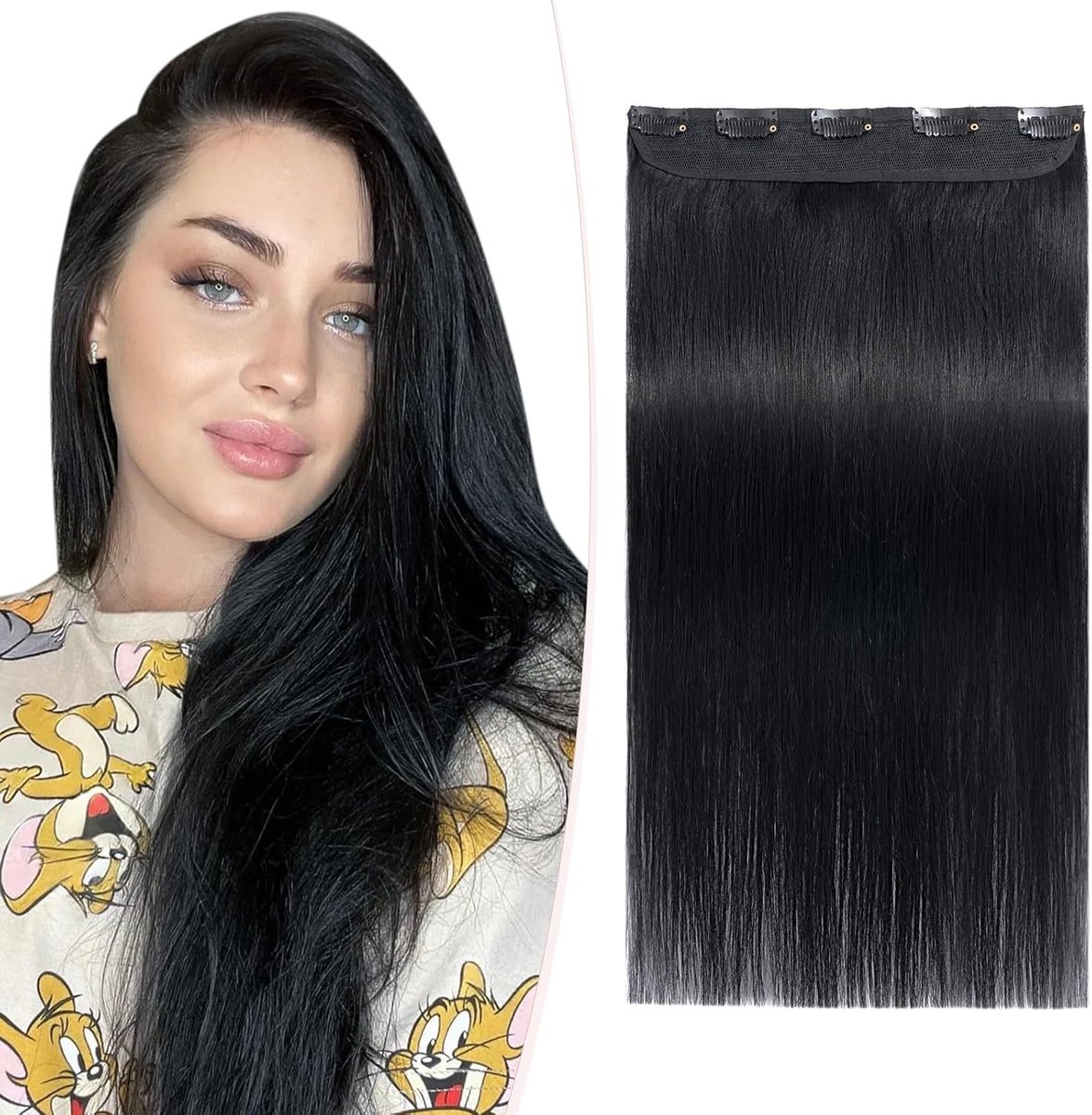 Clip in Extensions Echte Haar 1 stuk 5 Clip in Extensions Haardeel