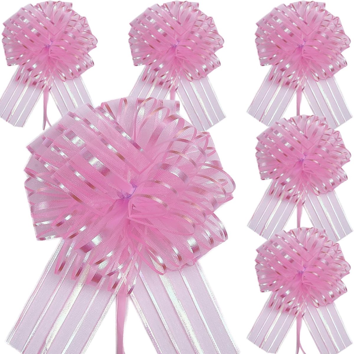 6 stuks 15 cm grote organza trekstrikken inpakken trekstrik lint