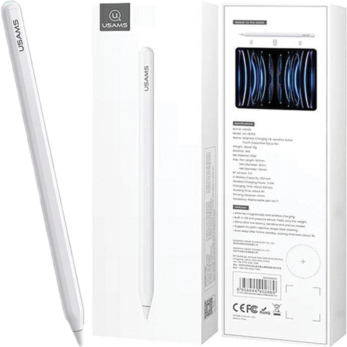 Usams Tablet Stylus Magnetische Actieve Aanraakgevoelige Pen Zb254 Voor Ipad