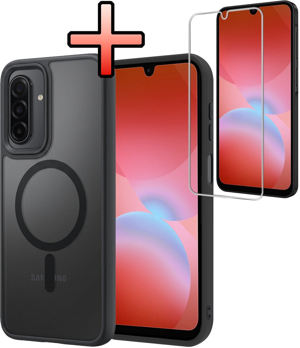 Hoesje - Met Screenprotector - Geschikt voor Samsung Galaxy A26 - Magsafe Compatible - Sterk & Shockproof - Back Cover - Shock Proof Case - Telefoon Hoes - Zwart