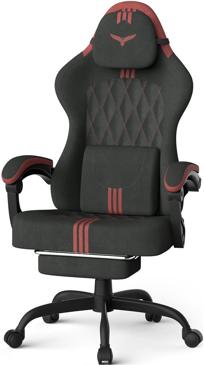 Arvioo Gaming Stoel LW610 - Voetensteun - Massage lendenkussen - Verstelbaar - Zwart-Rood