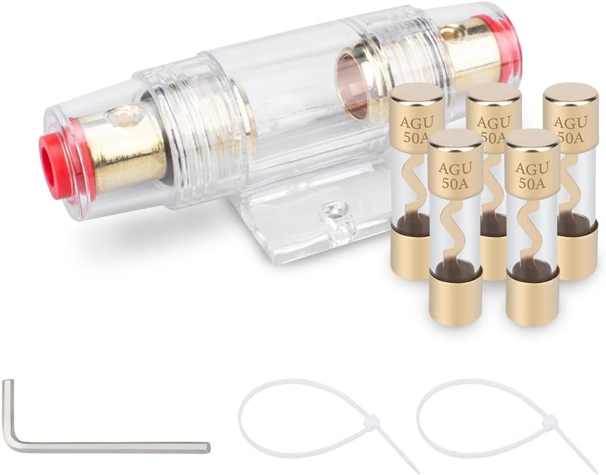 Zekering Set - Auto Zekeringen - Audio Bescherming - Hoge Capaciteit - 50 Ampere - Transparant