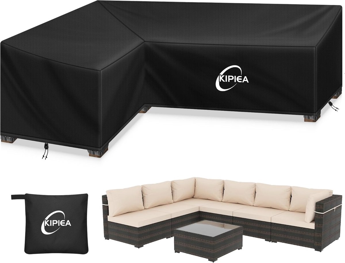 SnelShoppen - Waterdichte L-vormige Tuinmeubel Covers, Beschermhoes voor Hoeksalon, Windproof, 420D Oxford Stof, UV-bestendig, 148x216x85x78/61cm