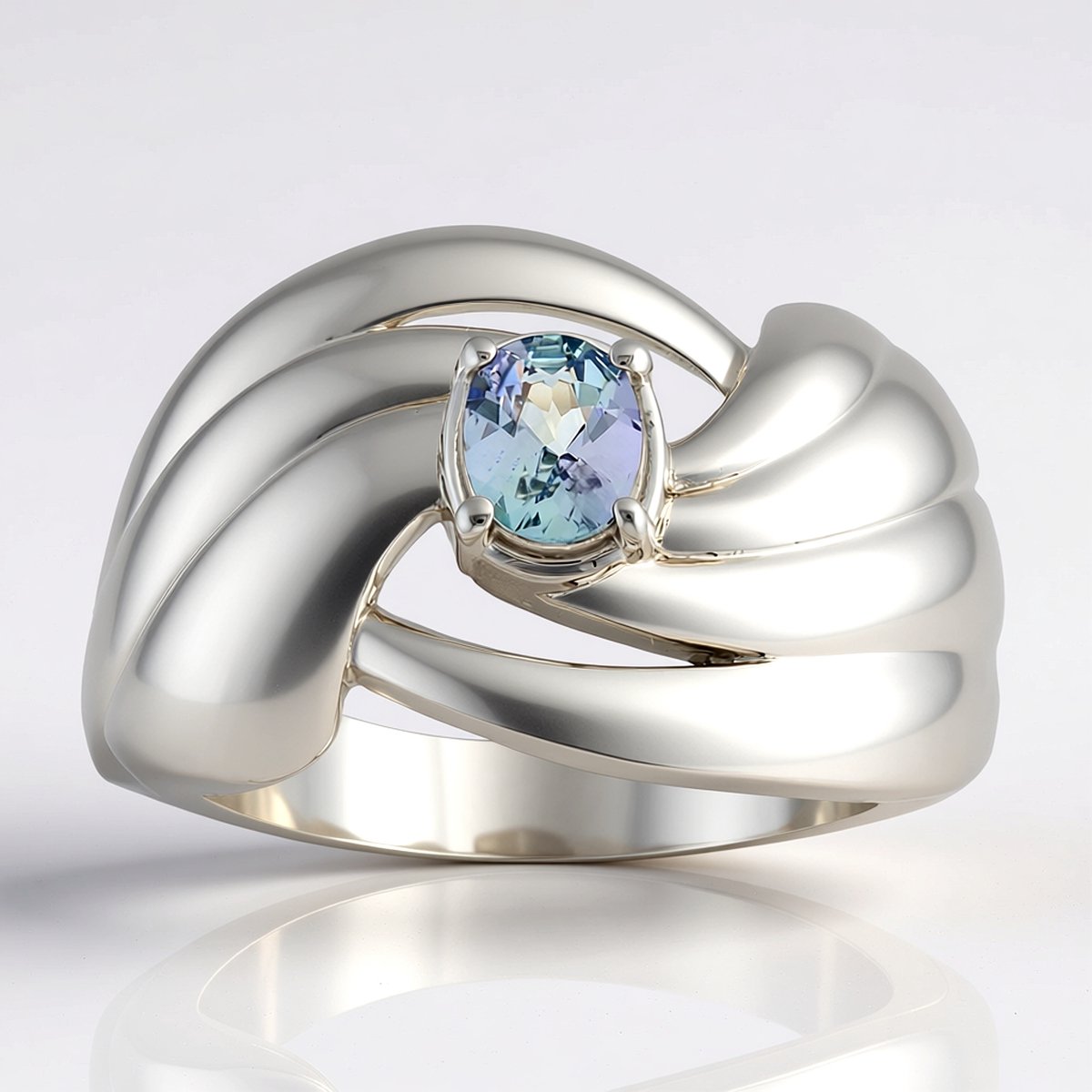 Cavill - Zilveren ring met onverhitte blauwgroene tanzaniet 0,289 ct - 925 Sterling Zilver gerhodineerd - Ovale edelsteen ring - Elegante dames ring