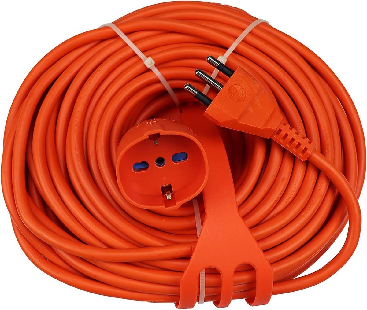 SnelShoppen - Elektrische verlengkabel 3 x 1,5 mm² met Italiaanse plug 16 A, multi-standaard Schuko stopcontact 10/16 A, max 3500 W, 15 meter kabelhas
