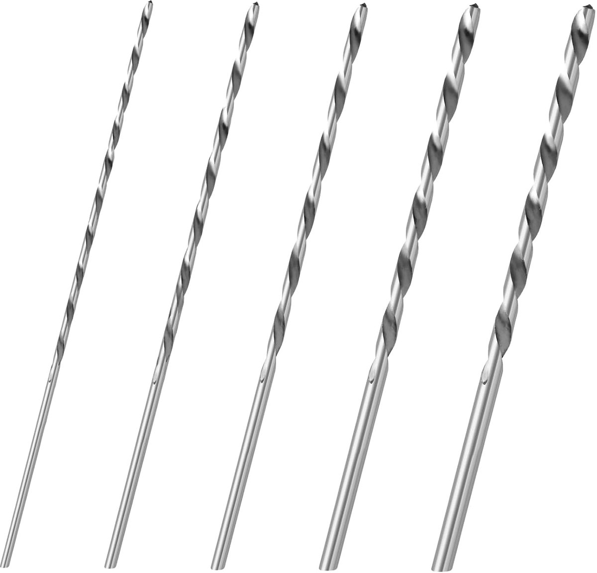 SnelShoppen - HSS Houtboor Set - 5 Stuks Extra Lange Houtboren 2/3/3,5/4/5 mm - Spiral Boor voor Precisie - Universele Boor voor Hout en Metaal