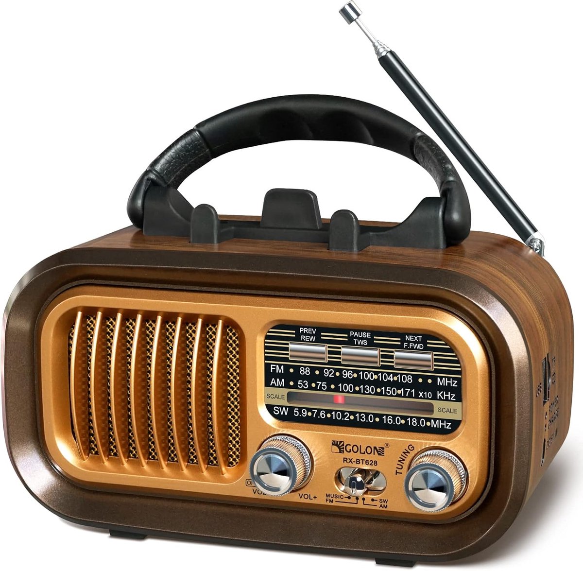 Draagbare Vintage Radio met Bluetooth en MP3-Speler