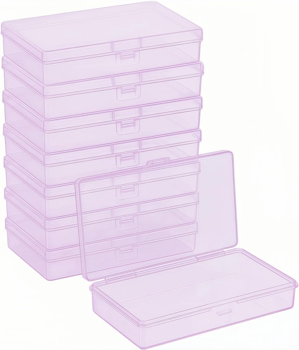 Omgoods - 8 Stuks Plastic Opbergdoos Set - Transparante Rechthoekige Trays