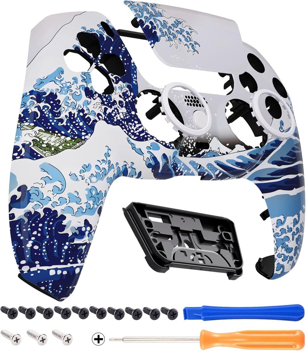 eXtremeRate LUNA Voorkant voor ps5 Controller BDM-010/020/030/040/050/060 | Vervanging Behuizing met Touchpad,Ringen Shell voor ps5 Controller,De Grote Golf