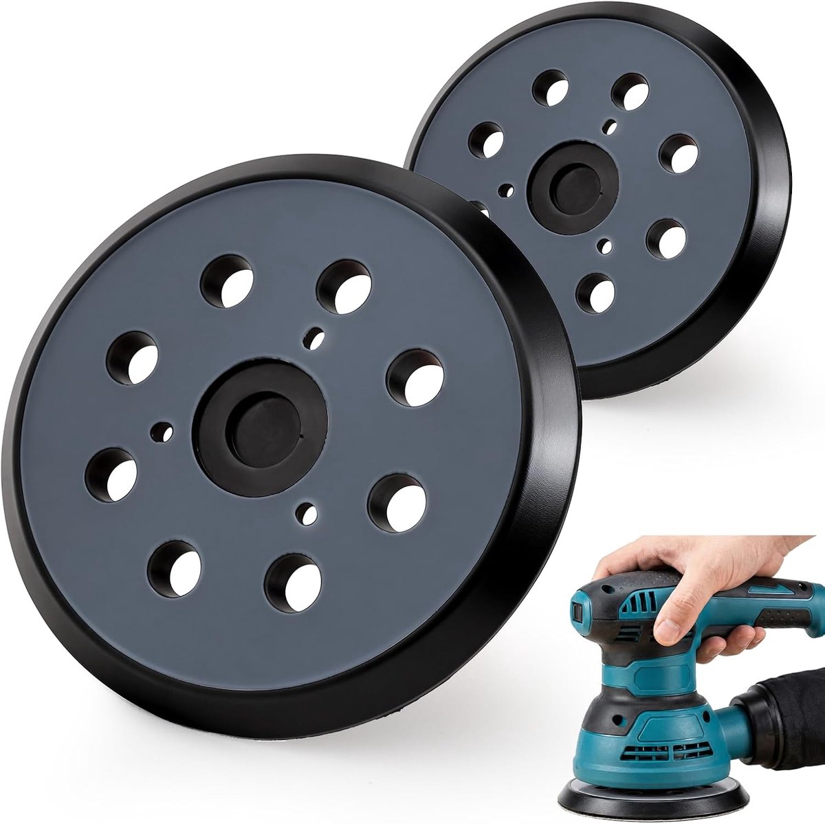 2 stuks 8 gaten bo5041 schuurschijf 125 mm schuurpad reservepad voor BO5031, M9204, BO5021, BO5041, excentrische schuurmachine (2)