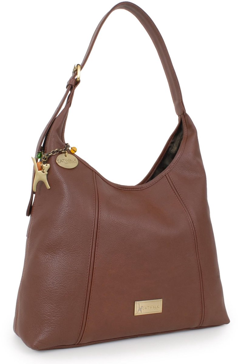 Omgoods - Dames Leren Schoudertas - Zippered Tote Bag met Multi-Pockets - Bethany Bruin