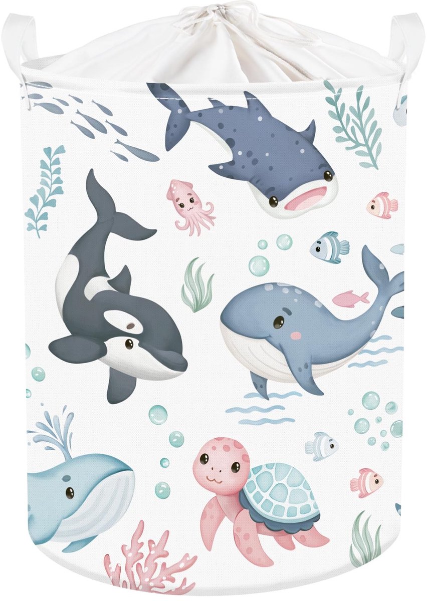 Omgoods - Vouwbare Wasmand voor Kinderen met Zee Dierenthema