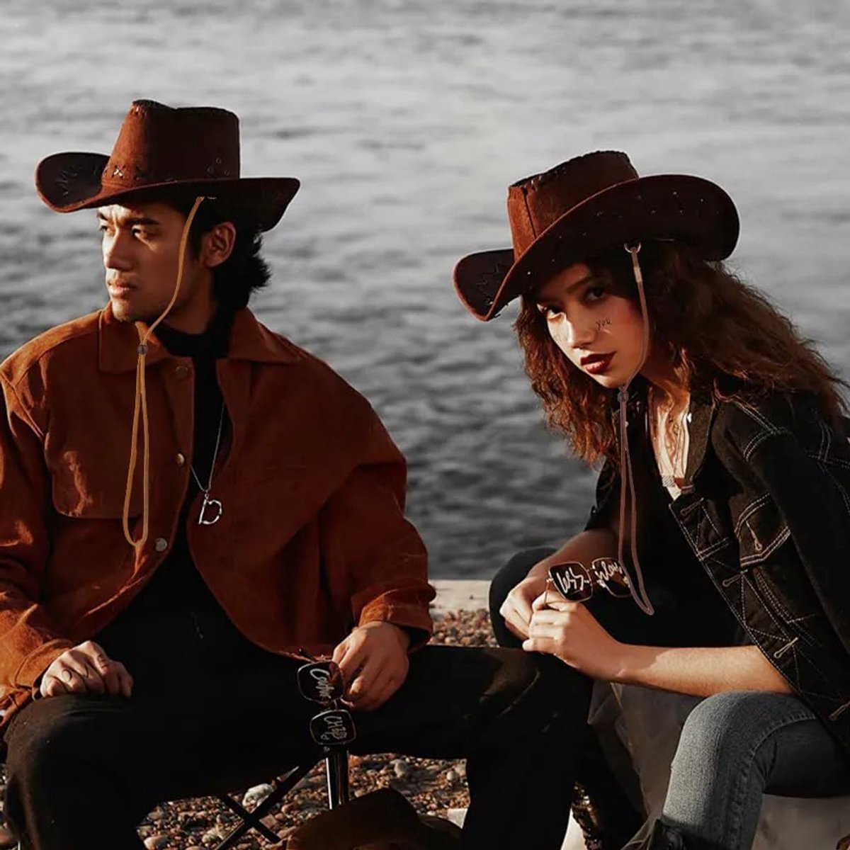 4 Stks Lederen Hoed Kinband 4 Kleuren Verwijderbare Cap Kinkoord Westerse Hoed Chins Band met Splitpennen voor Mannen Vrouwen Zon en Outdoor Hoeden Cowboy Benodigdheden