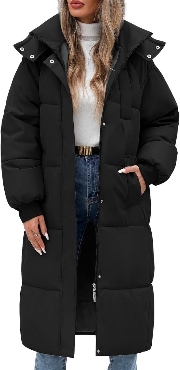 Jassen voor dames, winter, dikke gewatteerde jas, parka met capuchon, donsjack, warme katoenen jas, winddicht, met ritssluiting, zakken
