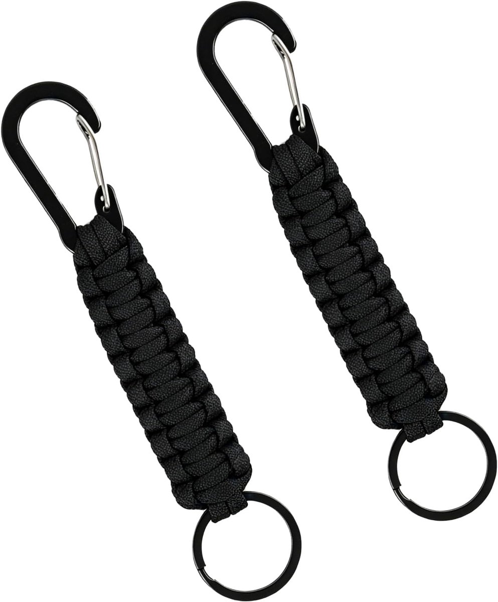 2 stuks sleutelhangers paracord-karabijnhaak met sleutelkoord, karabijnhaak en sleutelring, grote sleutelhanger, gepersonaliseerde sleutelhanger, robuuste sleutelketting voor sleutels en