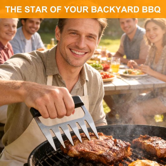 2 stuks vleesklauwen Pulled Pork, Pulled Pork klauwen, Pulled Pork-vorken roestvrij staal, Pulled Pork klauwen vorken grillaccessoires mannen cadeau Eat Claws voor het plukken en fixeren van vlees — afbeelding 3