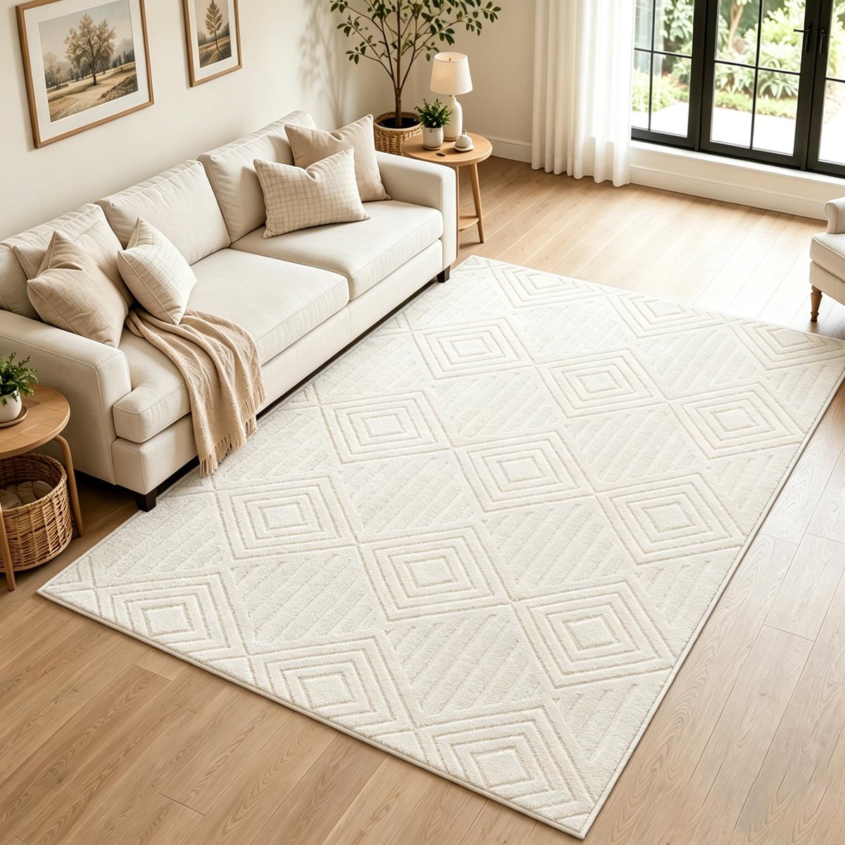 Omgoods - Vloerkleed 120 x 180 cm - Geometrisch, Wasbaar en Antislip