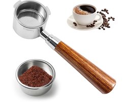 Omgoods - Espresso Bottomless Sieve Carrier 51 mm met Houten Handvat