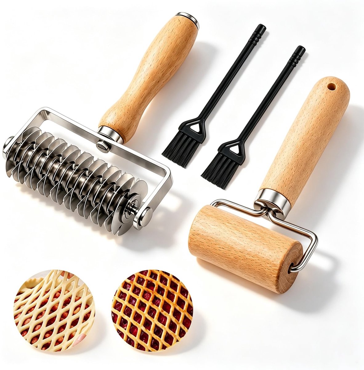 Omgoods - Roosterroller voor Deeg - met Houten Handvat