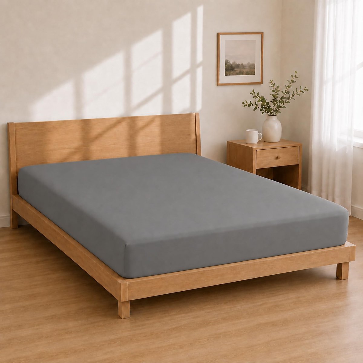 Omgoods - Hoeslaken Microvezel 180x190+25 cm - Grijs, Zacht en Strak