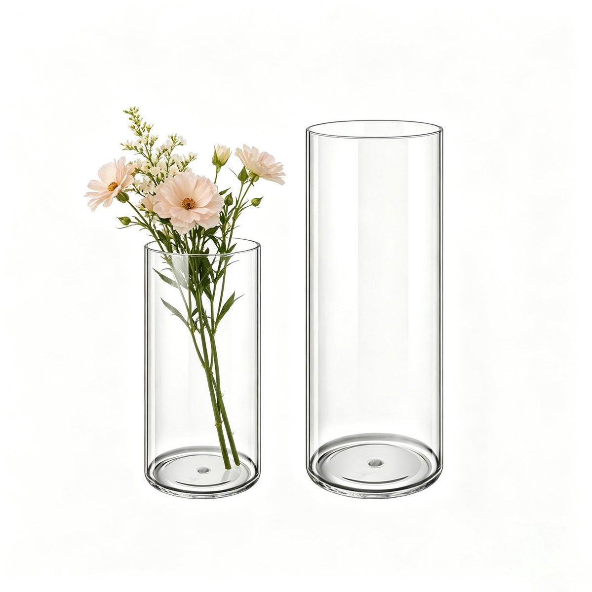 Omgoods - Set van 2 Ronde Acryl Vazen - Onbreekbare Decoratie voor Bloemen