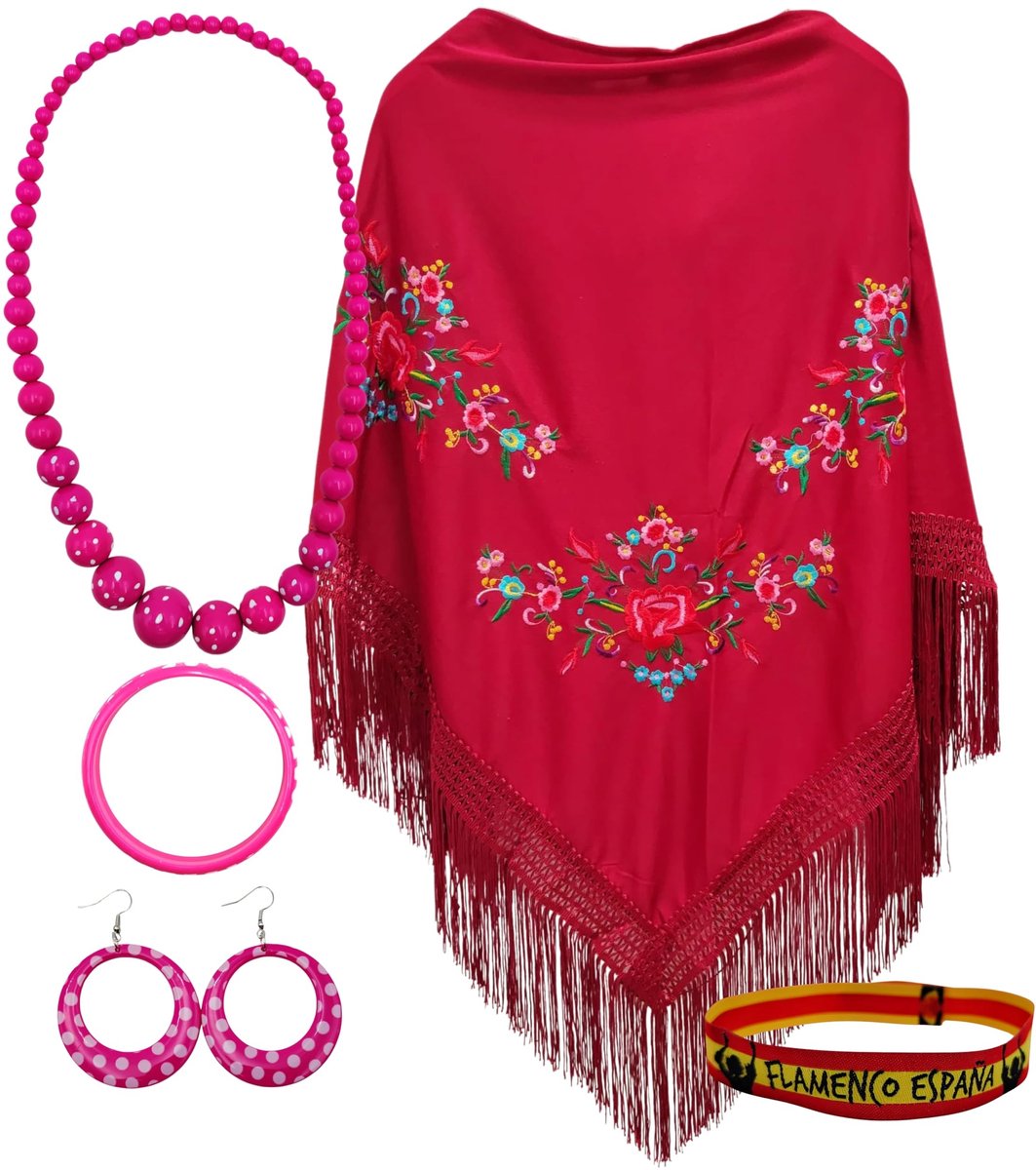 Omgoods - Geborduurde Sjaal en Accessoires Set met Flamingo Themed Accessoires