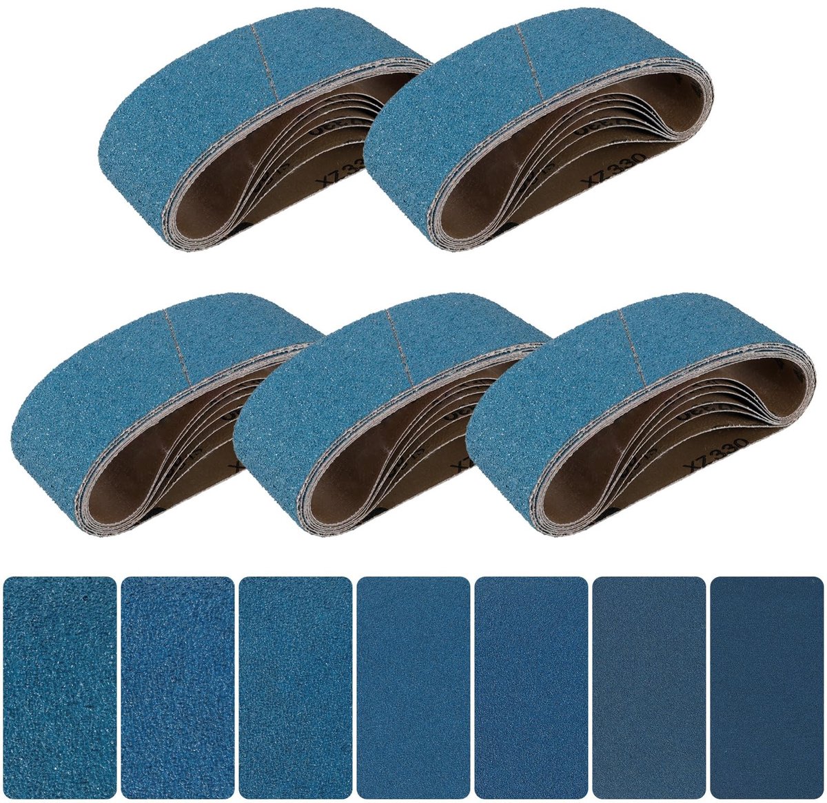 Omgoods - Schuurbanden 75 x 457 mm, 35 stuks - Korrel 40/60/80/120/150/240/400
