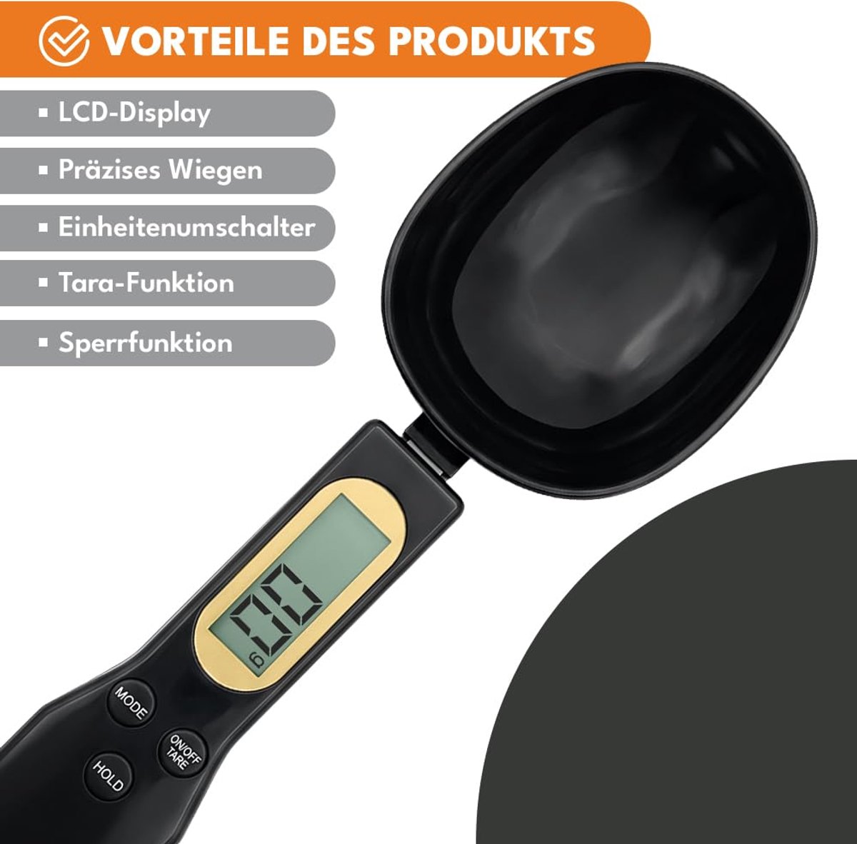 Digitale weegschaal met lepel, nauwkeurige weegschaal tot 0,1 g, keukenweegschaal tot 500 g met LCD-scherm, elektronische keukenweegschaal voor voedsel 3,7 V, gramweegschaal, keukenweegschaal