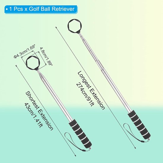Golf Ball Retriever Telescopische Hoofd Bal Grabber met Lanyard Voor Water Golf Ball Picker Tool Golf Accessoires van golf — afbeelding 5