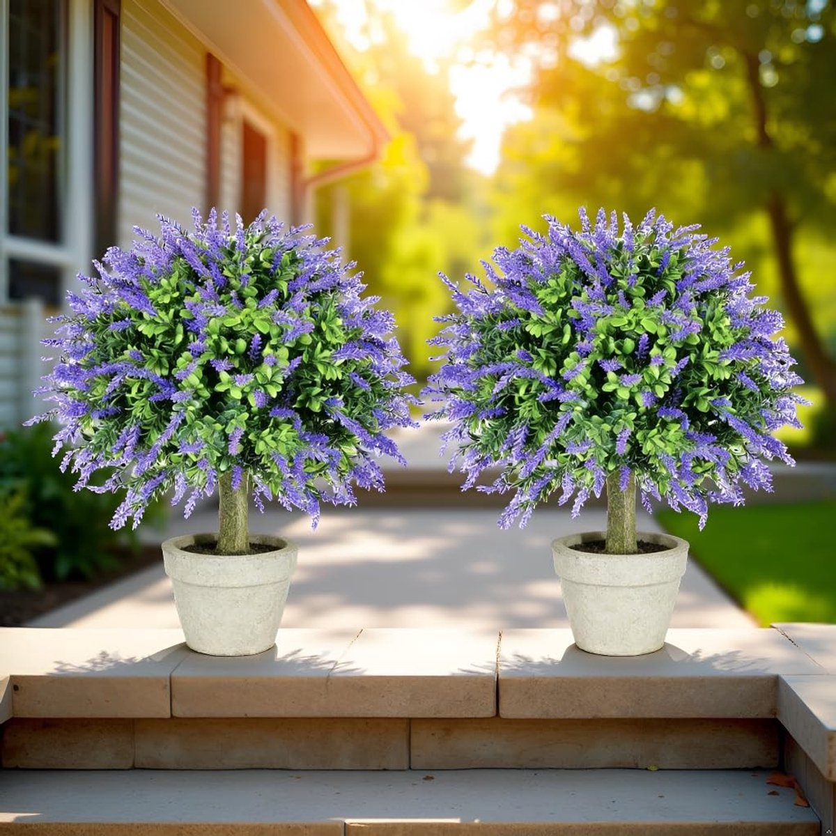 Omgoods - Kunstmatige Lavendel Planten 60 cm, UV-bestendig voor Binnen- en Buitengebruik, Set van 2