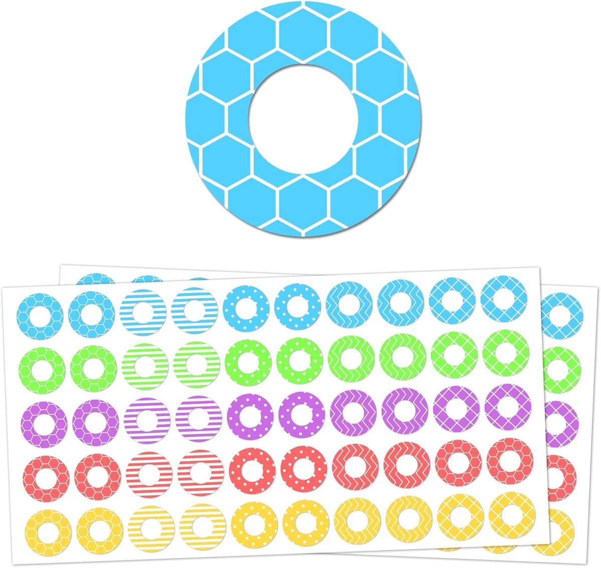 2000 Stuks - Versterkingsringen Zelfklevend Verstevigde Reinforcement Stickers Ring Labels, Scheurvast - 20 Ontwerpen | Verstevigingsringen, ringgatversterker