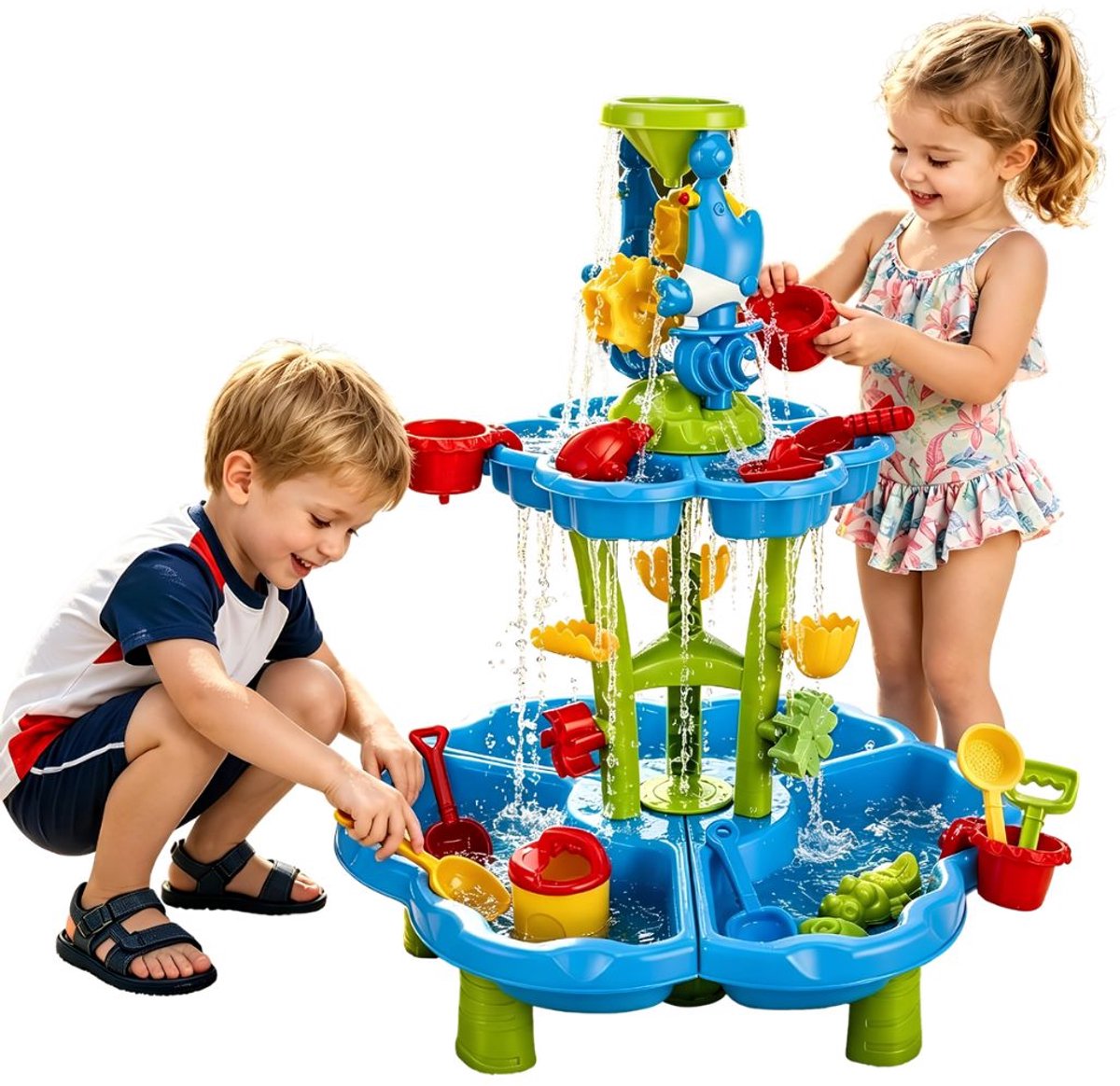 JCP® Watertafel - Watertafel Speelgoed - Zand en Watertafel - Blauw/Groen - 40cm x 30cm x 18cm