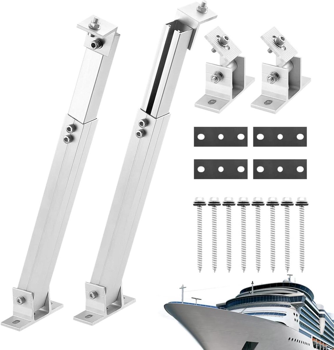 Montageset Zonnepaneel - Bevestigingsbeugels Paneel - Energie Opwekken - Verhoogt Efficiëntie 25% - 56 x 6 x 6 cm - Aluminium