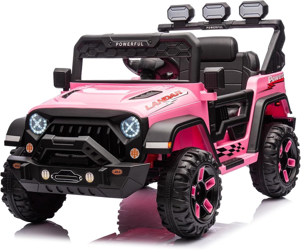 Triumpunpre - Elektrische kinderkwart 12V - quad met 2.4G afstandsbediening - LED-verlichting - draadloos - dubbele motor - voor 3-8 jaar - Roze