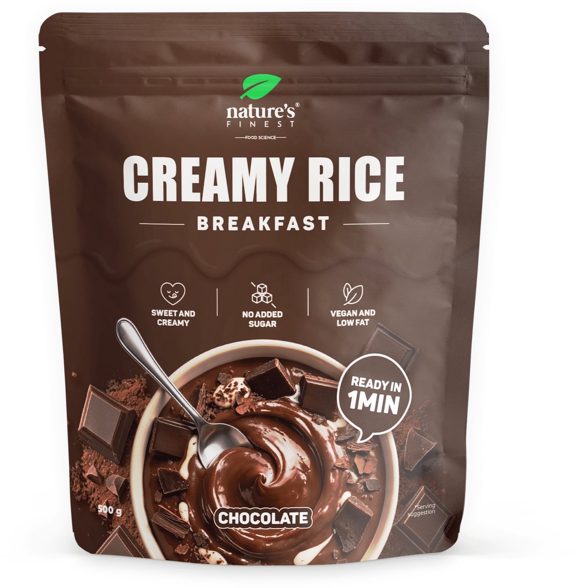Nature's Finest Creamy Rice Breakfast Chocolade 500 g – romige rijstpap mix, vegan & glutenvrij