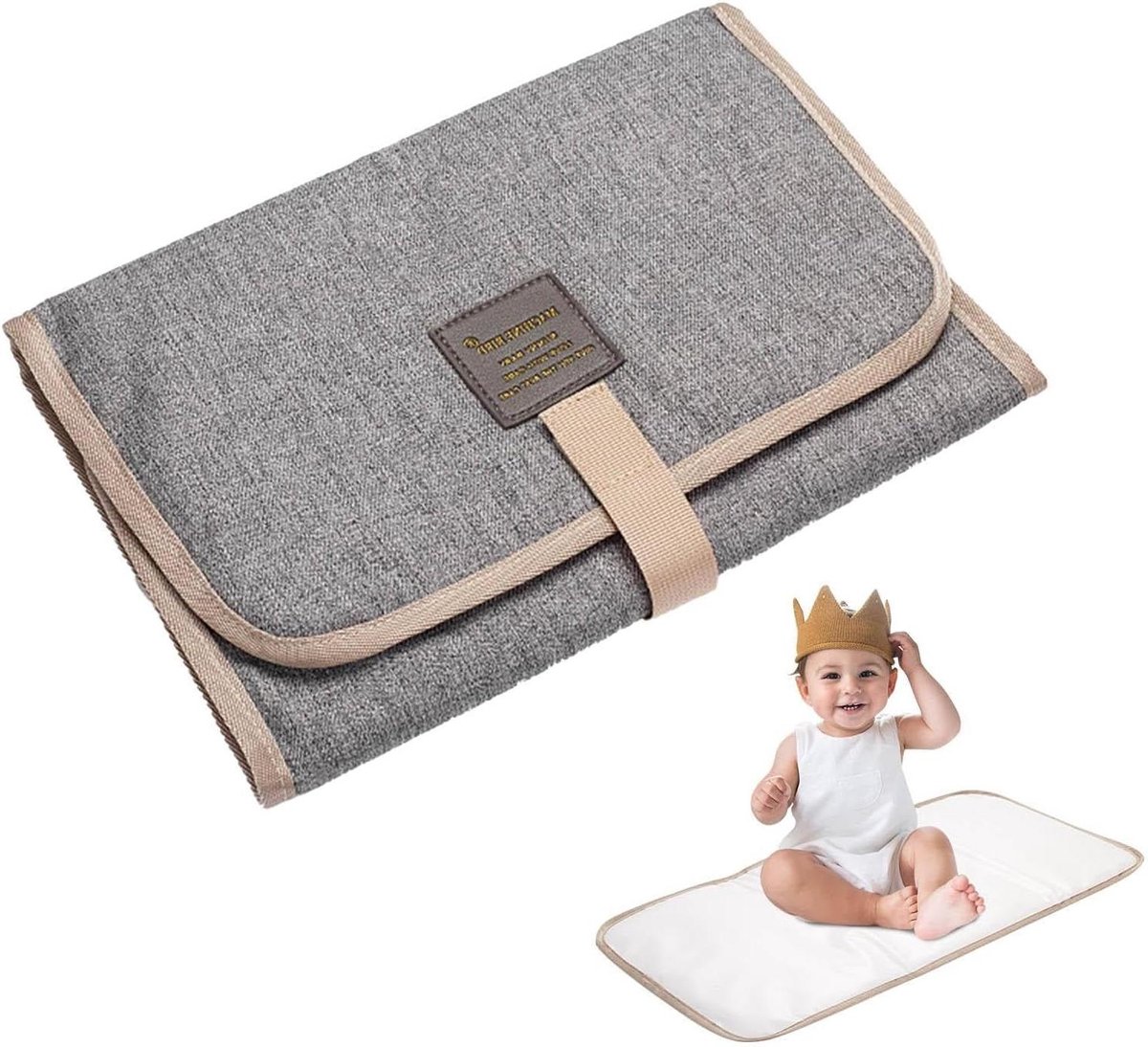 Draagbare Luiermat - Opvouwbaar Wisselkleed - Baby Verzorgen - Waterdicht Comfort - 31 x 21 cm - Grijs