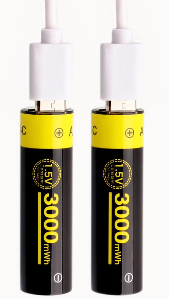SnelShoppen - Oplaadbare Lithium Batterijen 1.5V Charger met 4 Hoge Capaciteit Batterijen 3000mWh – Snelle Opladen 2 Uur – Lange Houdbaarheid 10 Jaar