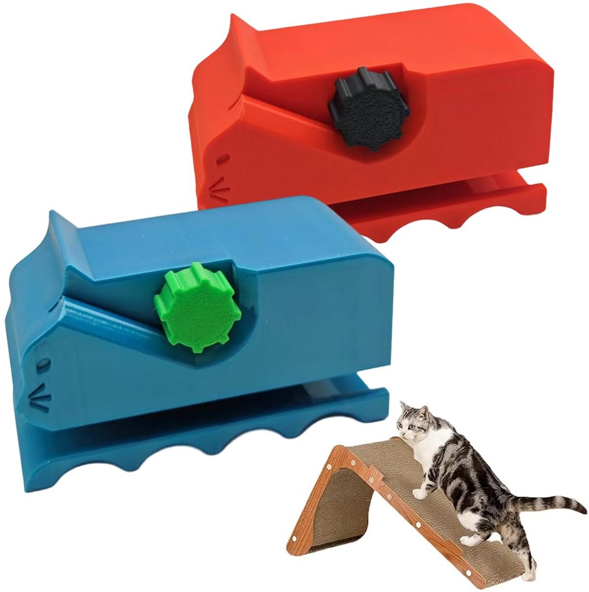 SnelShoppen - Kat Krabbord Cutter, DIY Kat Krabbord Snijmachine, 3D Geprinte Karton Cutter, Duurzaam Materiaal, Rood, Blauw, Voor Thuisgebruik