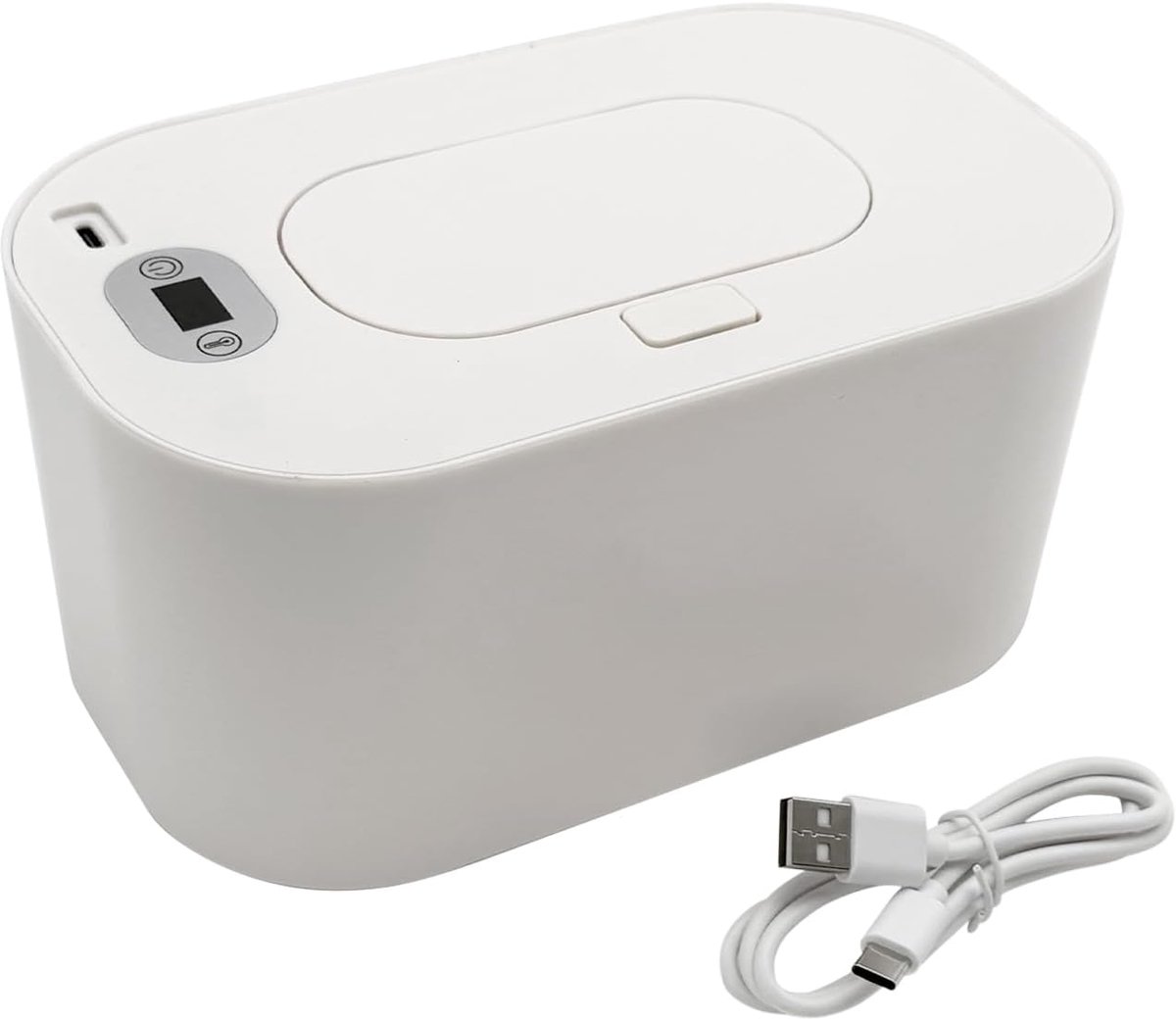 SnelShoppen - Vochtige Doekjes Warmer Oplaadbaar met Accu, 3 Temperatuurstanden 40-50-60 Graden, Nachtlampje, USB Doekwarmer voor Thuis, Auto en Reize
