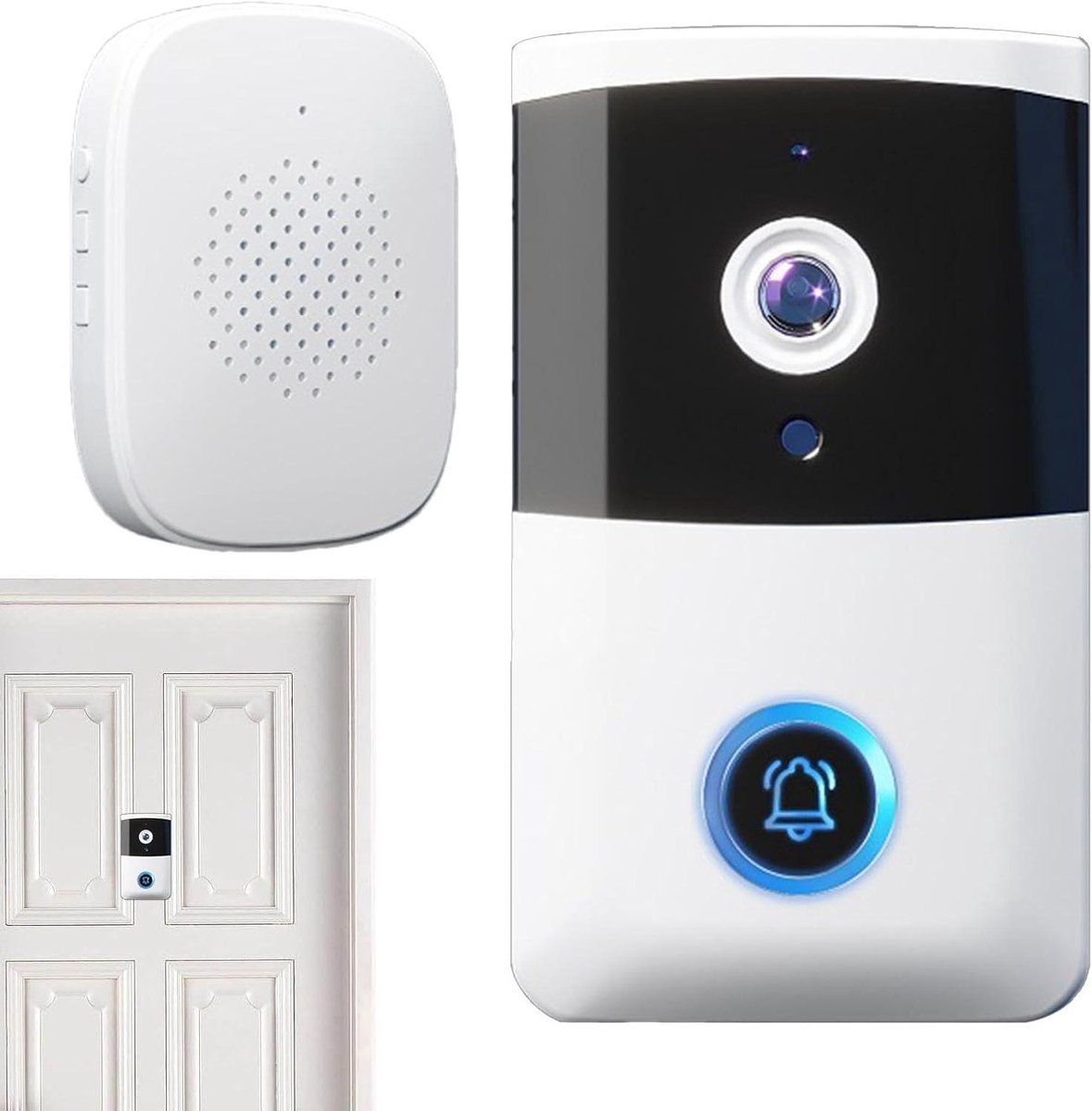 Slimme Deurbel Camera - Draadloze Videodeurbel HD - Thuisbeveiliging - Bewegingsdetectie Meldingen - 150 Dagen Standby - Multicolor
