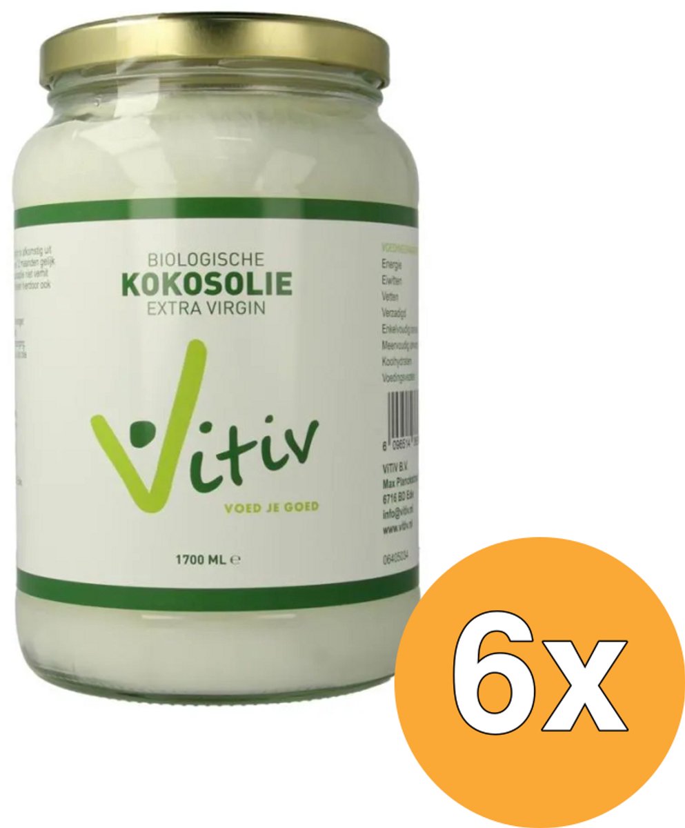 6x Vitiv Kokosolie Extra Virgin Bio (1700 ml)