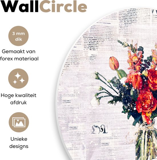 WallCircle - Wall Circle - Wall Circle Indoor - Vase - Fleurs - Journal - 150x150 cm - Décoration murale - Peintures Ronds