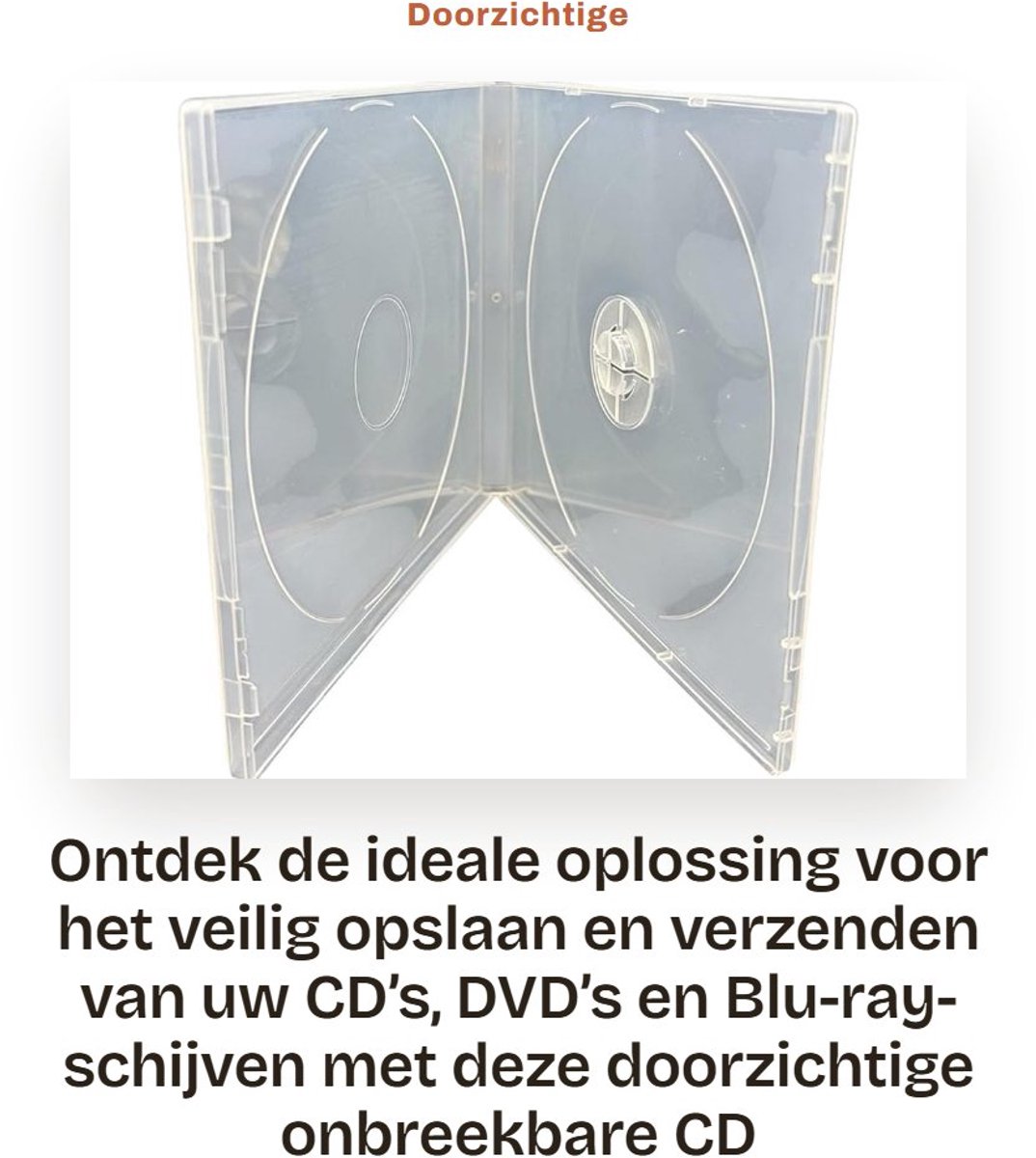 Dailygoods- CD-doosjes onbreekbaar - doorzichtige hoes - 10,4 mm rug - duurzame opslag - ideaal voor archivering - gemaakt van polypropyleen - Cd-hoesjes