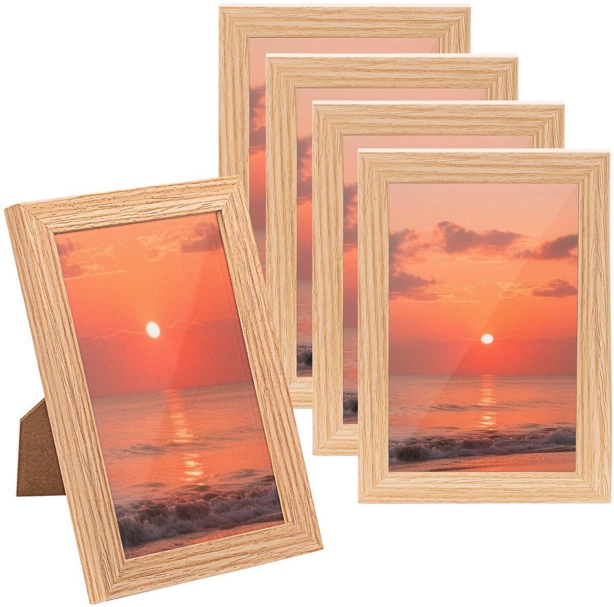 Dailygoods - 5 Stuks Houten Fotolijsten 10x15 cm - Voor Tafel en Wand