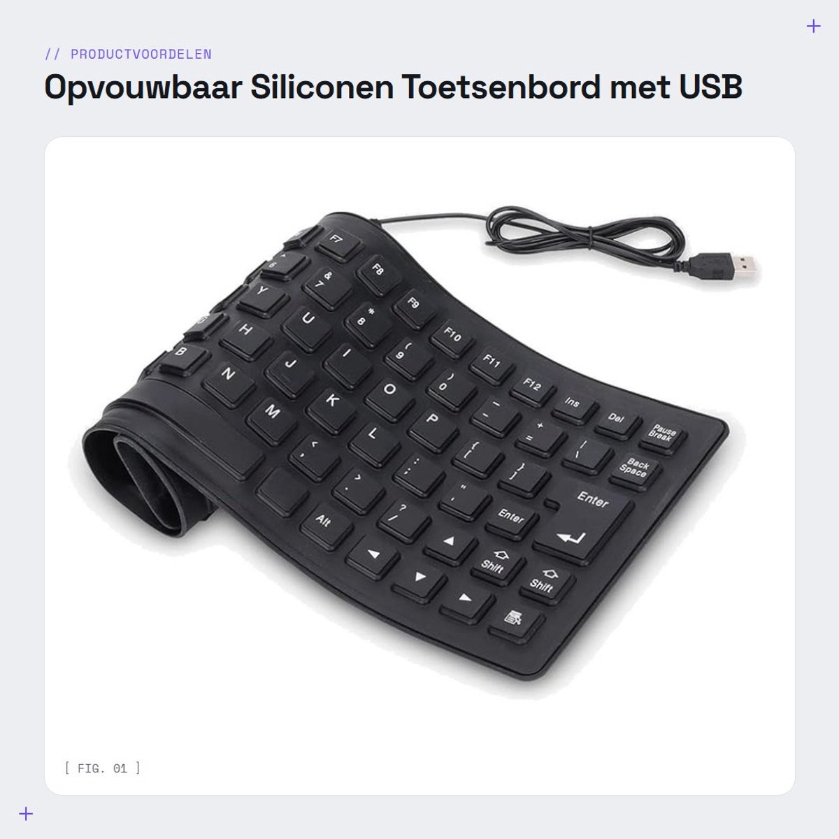 Dailygoods - Opvouwbaar Siliconen Toetsenbord met USB Aansluiting