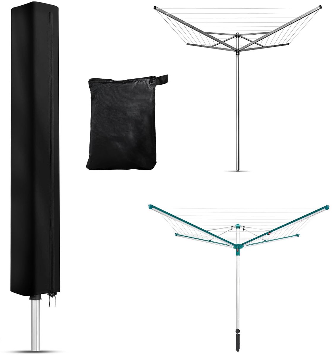 Dailygoods- Afdekhoes Droogmolen Waterdicht - Afdekhoes met Ritssluiting - Beschermhoes - 420D Oxford - Universeel - Inclusief Opbergtas - Droogmolenhoes