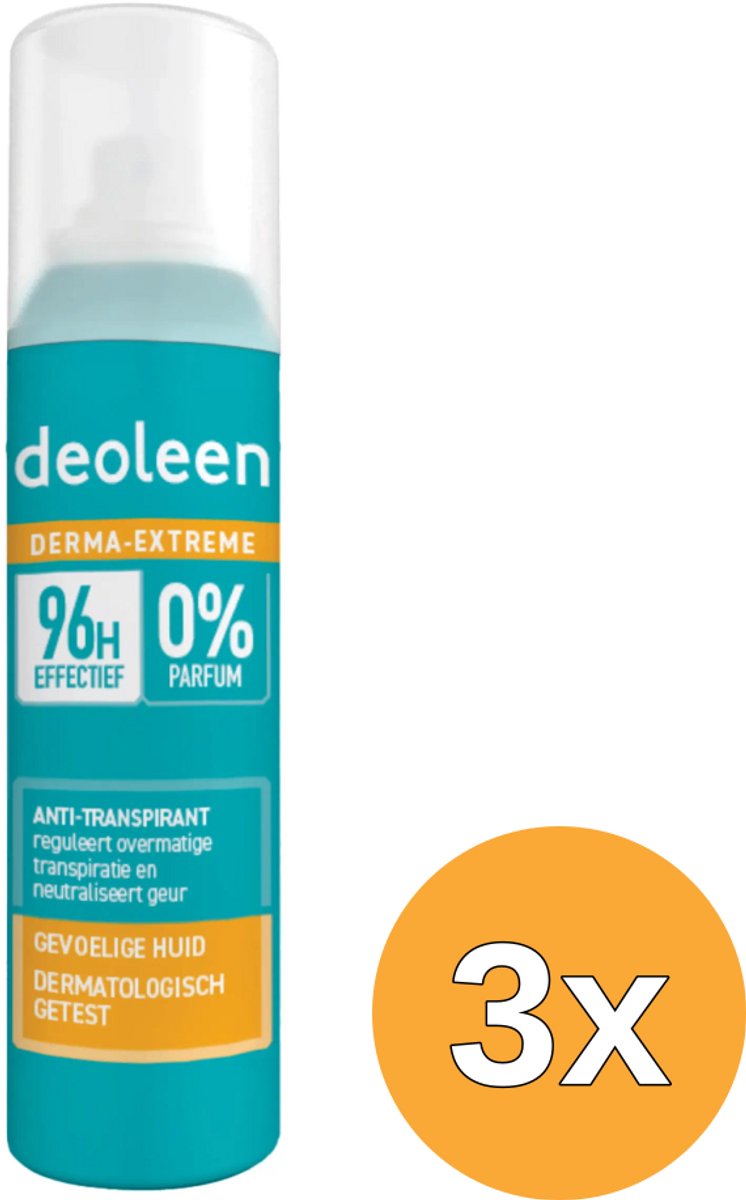 3x Deoleen Derma Extreme 96H Aerosol (150 ml)