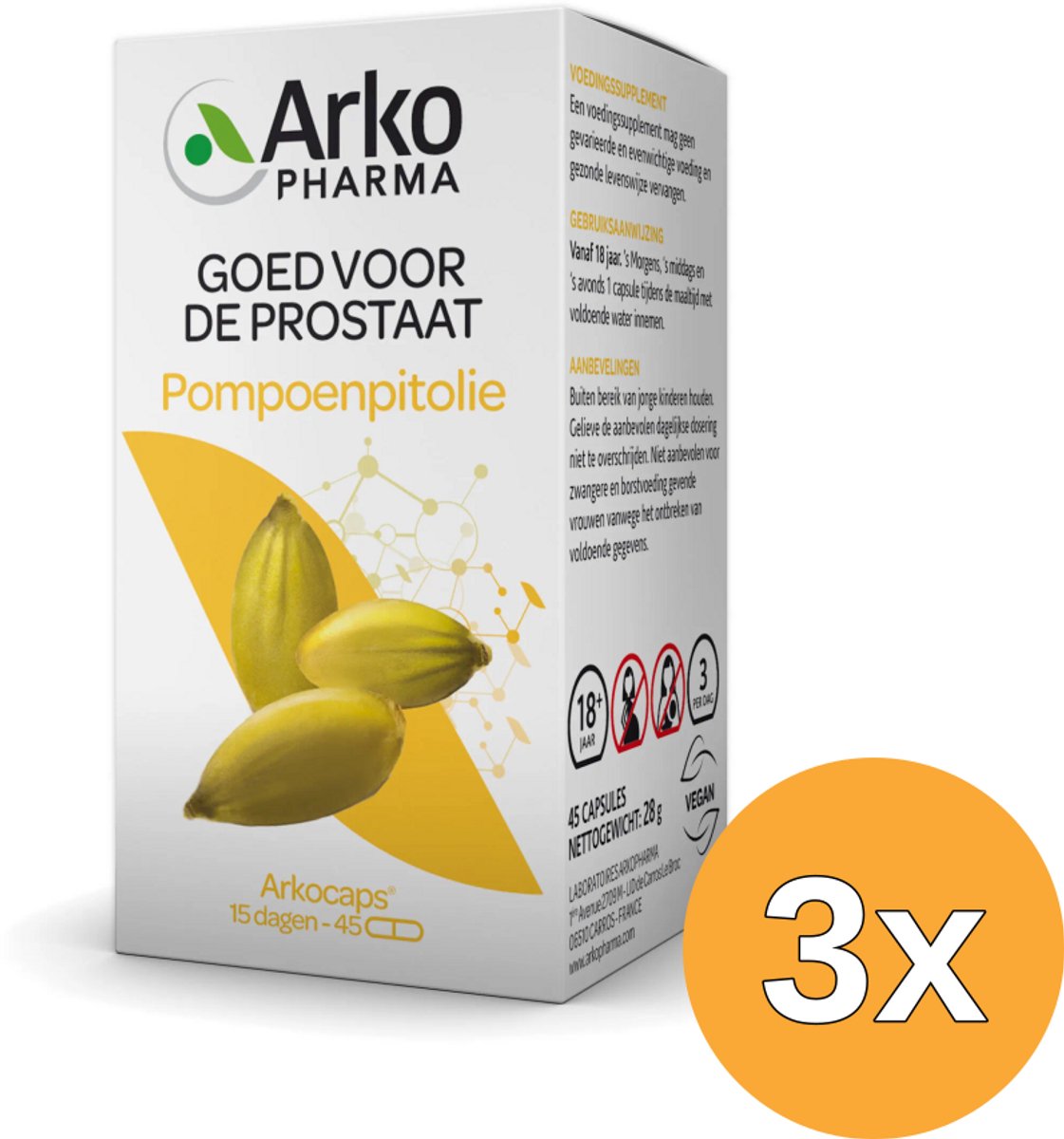 3x Arkocaps Pompoenpitolie (45 capsules)