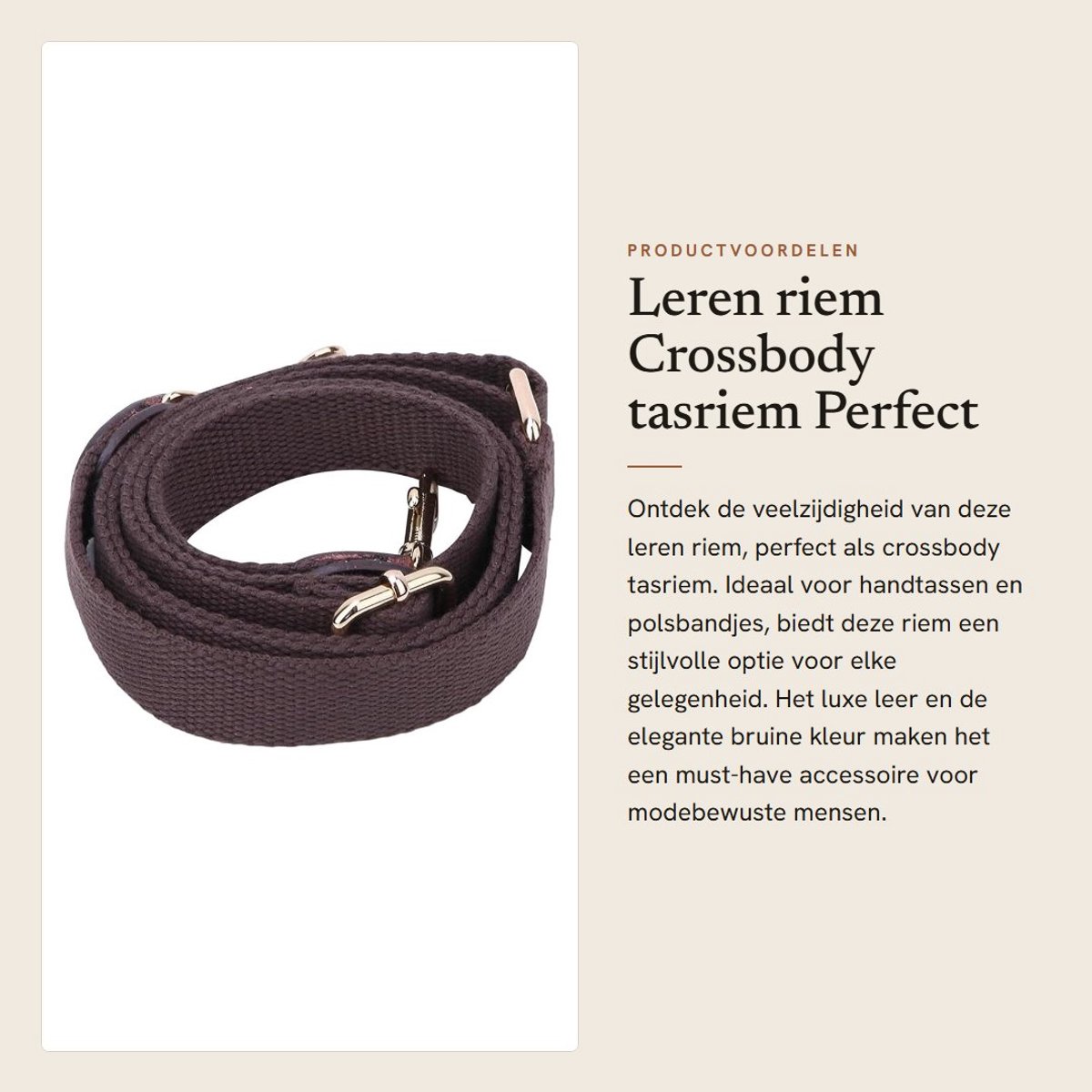 Dailygoods- Tasriem Leren - Schouderband voor Tas - Crossbody Tasriem - Tassenriem - Tashengsel - Antislip Design - Schouderriem
