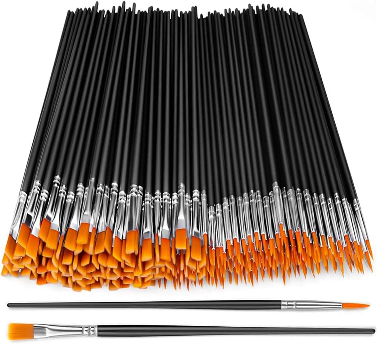 60 stuks penselenset, 30 platte penselen en 30 stuks ronde kleine voor kunstschilderen en details